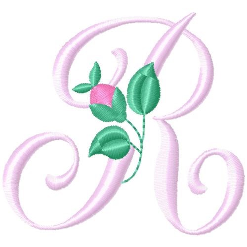 Rose Monogram R Machine Embroidery Design