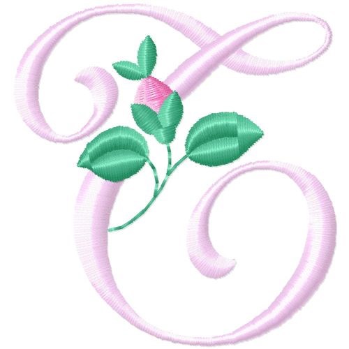 Rose Monogram T Machine Embroidery Design