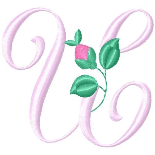 Rose Monogram U Machine Embroidery Design