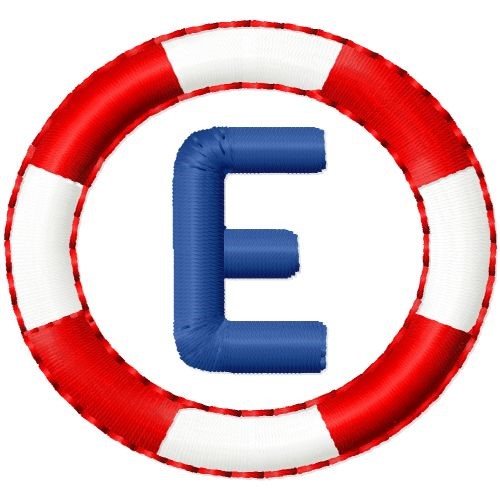 Lifebuoy Monogram E Machine Embroidery Design