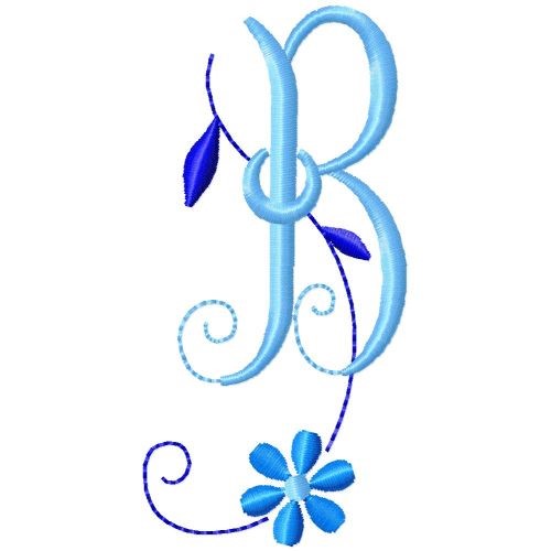 Flower Monogram B Machine Embroidery Design