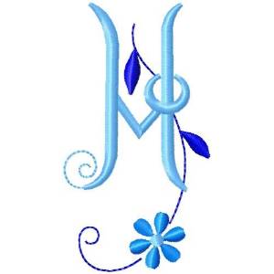 Picture of Flower Monogram H Machine Embroidery Design