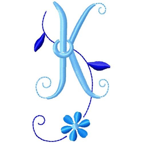 Flower Monogram K Machine Embroidery Design