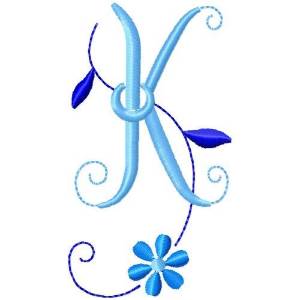 Picture of Flower Monogram K Machine Embroidery Design