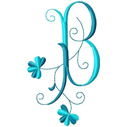 Floral Monogram B Machine Embroidery Design