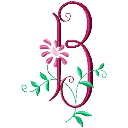 Monogram Floral B Machine Embroidery Design