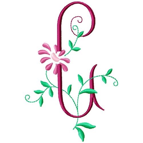 Monogram Floral C Machine Embroidery Design