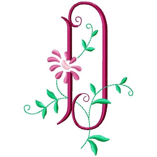 Monogram Floral D Machine Embroidery Design