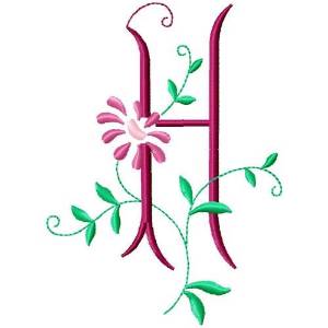 Picture of Monogram Floral H Machine Embroidery Design