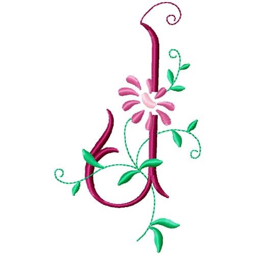 Monogram Floral J Machine Embroidery Design