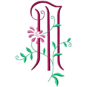 Picture of Monogram Floral M Machine Embroidery Design