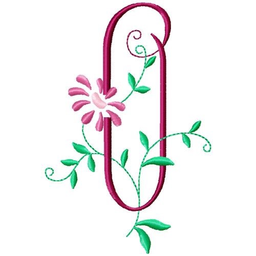 Monogram Floral O Machine Embroidery Design