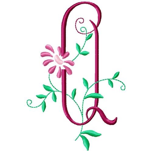 Monogram Floral Q Machine Embroidery Design