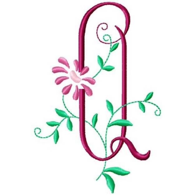 Picture of Monogram Floral Q Machine Embroidery Design