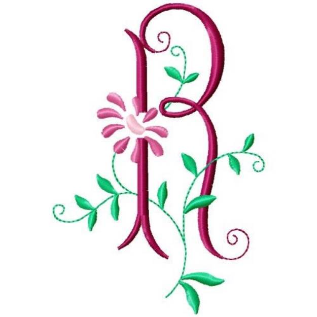 Picture of Monogram Floral R Machine Embroidery Design