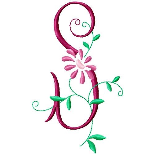Monogram Floral S Machine Embroidery Design