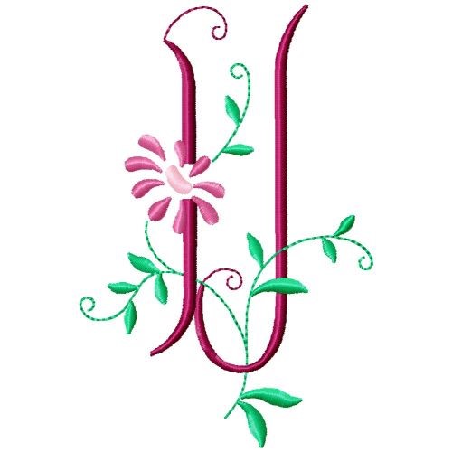 Monogram Floral U Machine Embroidery Design