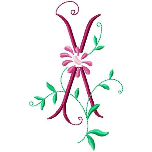 Monogram Floral X Machine Embroidery Design