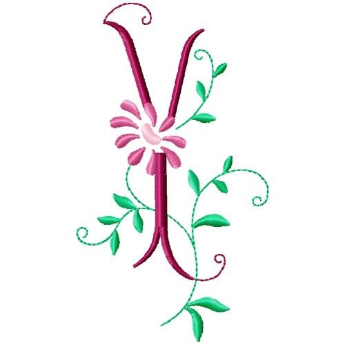 Monogram Floral Y Machine Embroidery Design