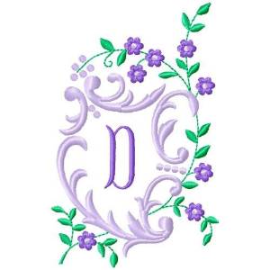 Picture of Floral Monogram D Machine Embroidery Design