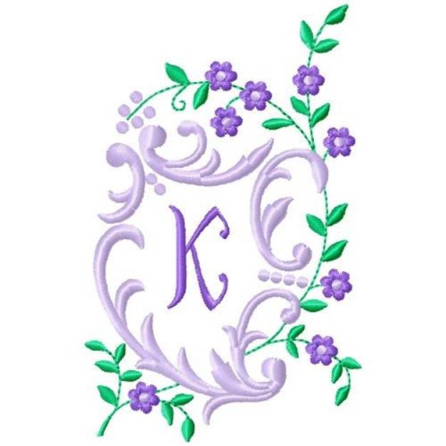 Picture of Floral Monogram K Machine Embroidery Design