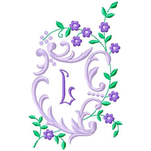 Floral Monogram L Machine Embroidery Design