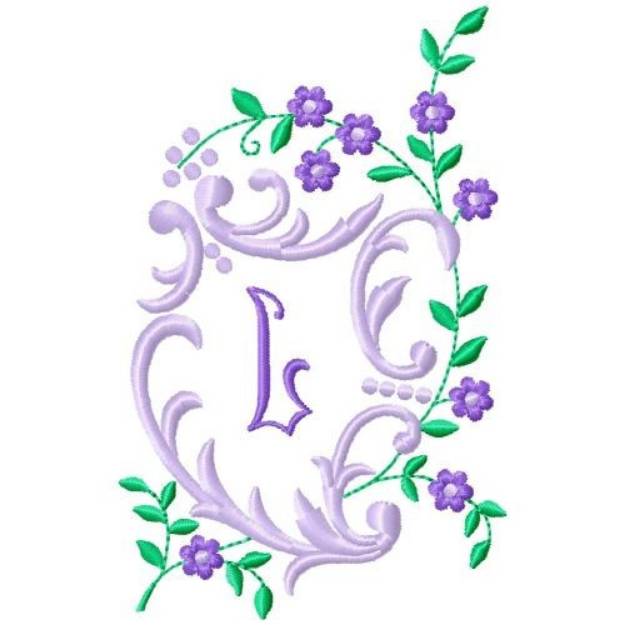 Picture of Floral Monogram L Machine Embroidery Design
