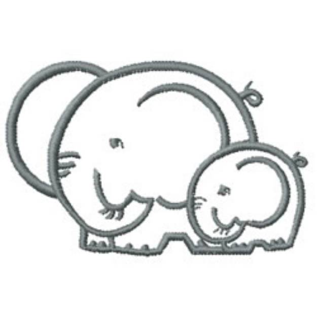 Picture of Elephant Outline Machine Embroidery Design