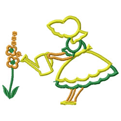 Girl Watering Machine Embroidery Design