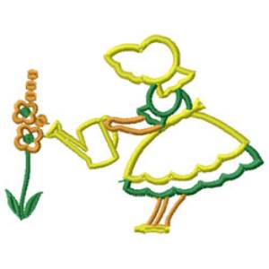 Picture of Girl Watering Machine Embroidery Design
