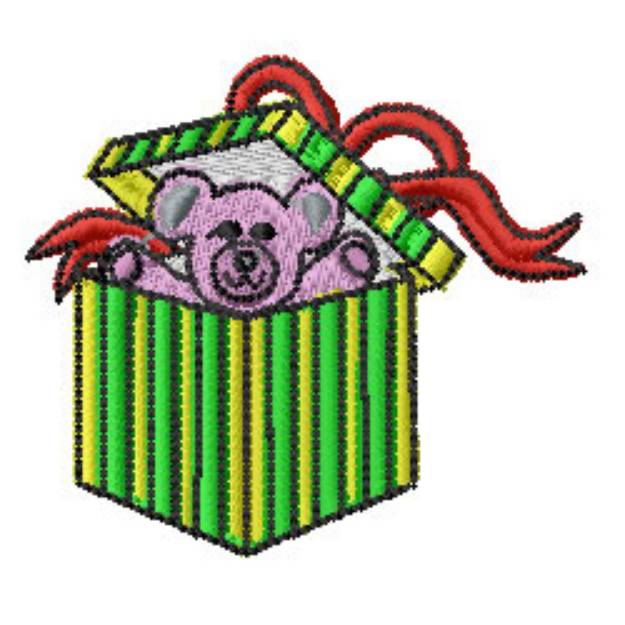 Picture of Teddy Bear Present Machine Embroidery Design