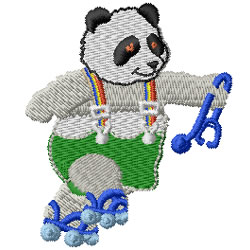 Panda On Skates Machine Embroidery Design