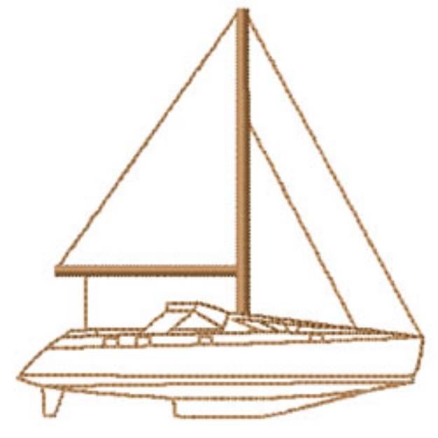 Picture of Yacht Outline Machine Embroidery Design