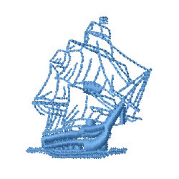 Picture of Ship Outline Machine Embroidery Design