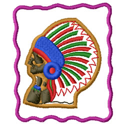 Red Indian Head Machine Embroidery Design