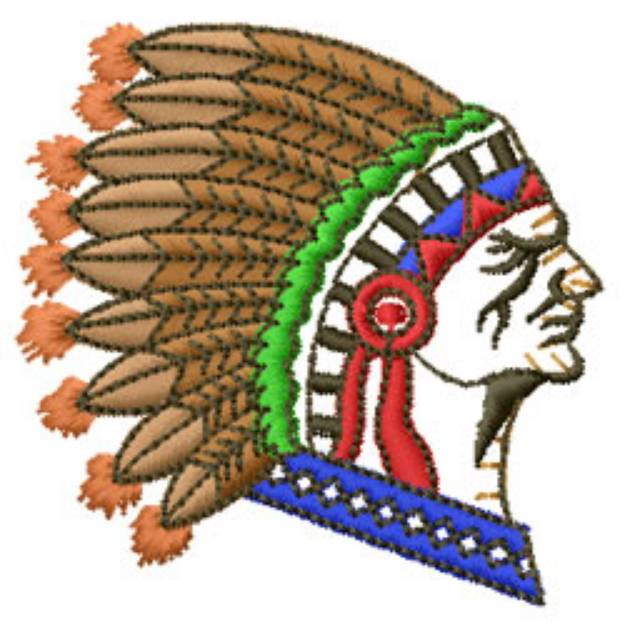 Picture of Red Indian Head Machine Embroidery Design