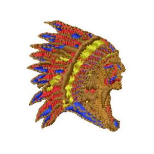 Picture of Red Indian Head Machine Embroidery Design