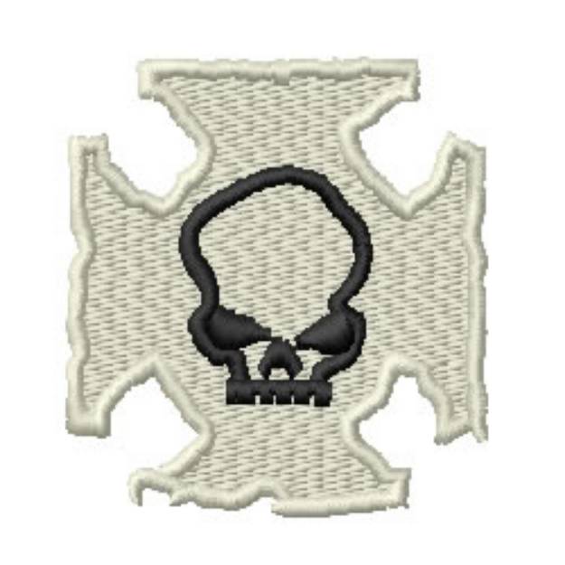 Picture of Iron Cross and Skull Machine Embroidery Design