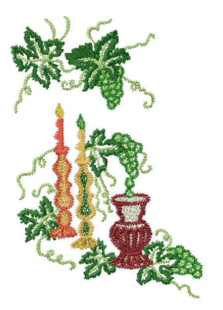 Picture of Candles and Grapes Machine Embroidery Design