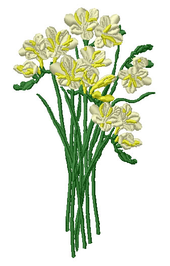 White Flowers Machine Embroidery Design