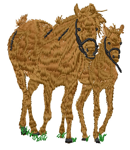 Mare and Foal Machine Embroidery Design