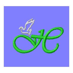 Dove Letter H Machine Embroidery Design