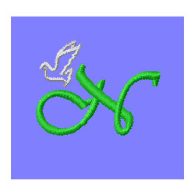 Picture of Dove Letter N Machine Embroidery Design