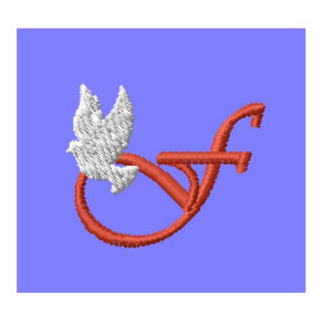 Picture of Dove Letter F Machine Embroidery Design
