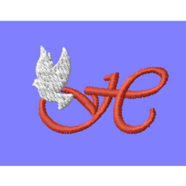 Picture of Dove Letter H Machine Embroidery Design