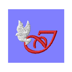 Dove Letter I Machine Embroidery Design