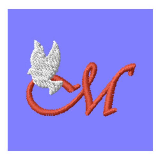 Picture of Dove Letter M Machine Embroidery Design