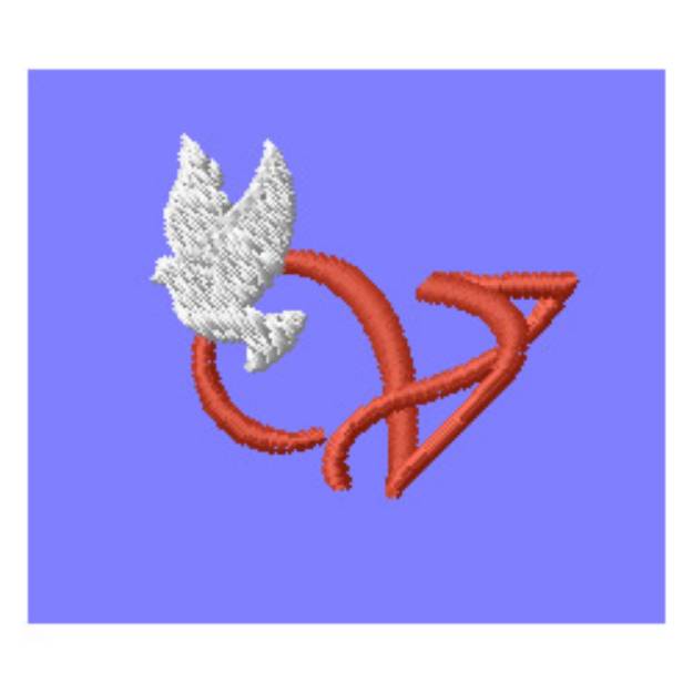 Picture of Dove Letter V Machine Embroidery Design
