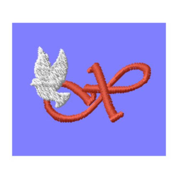 Picture of Dove Letter X Machine Embroidery Design