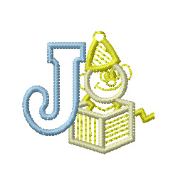 Kids Letter J Machine Embroidery Design
